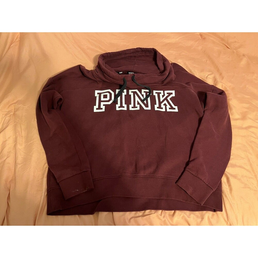 Victoria's Secret L *PINK* COWL NECK PULLOVER Maroon Sz L